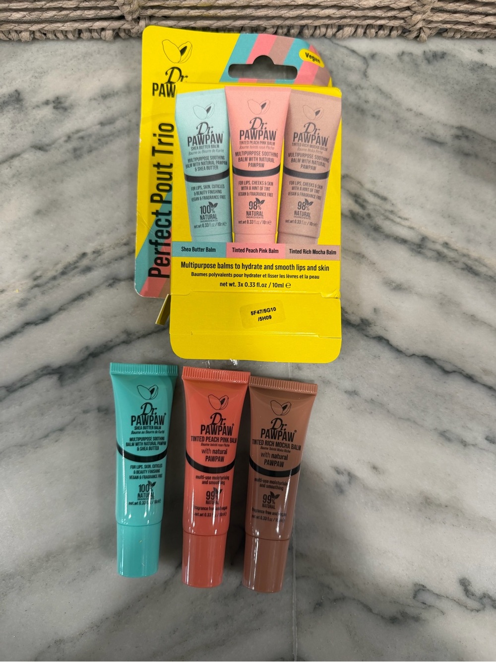 Dr.Pawpaw Perfect Pout Trio - Mint, Peach Pink & Rich Mocha Balms
